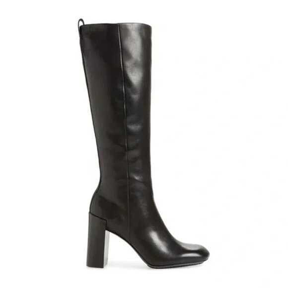 $750 RAG & BONE ELLIS TALL KNEE BOOT LEATHER BLACK HEELS ANGLED TOE 36.5 (MG12)
